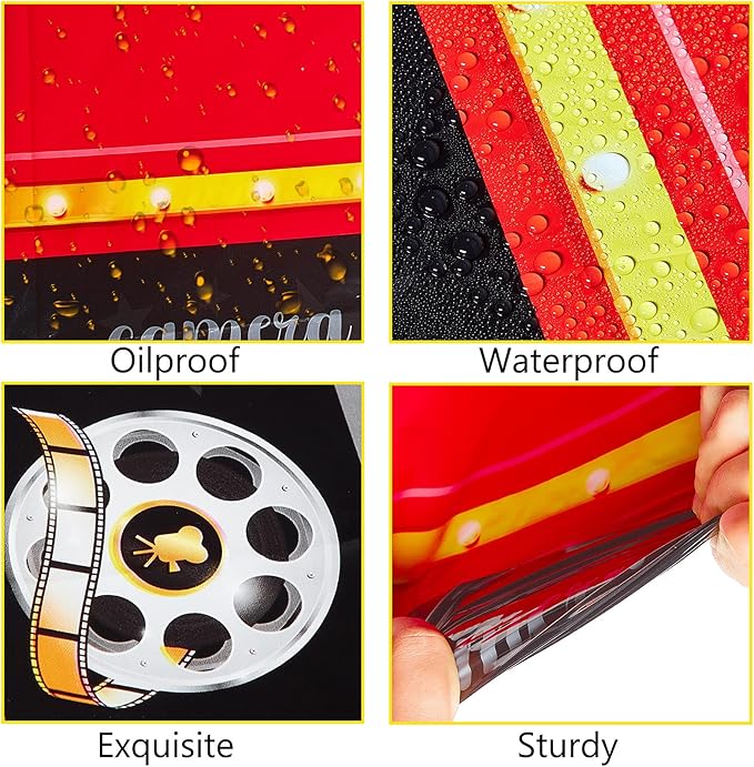 Irenare 3 Pieces Movie Night Tablecloth Party Decorations Plastic Table Covers Movie Theater Table Cloth for Red Carpet Theme Birthday Party Supplies, 51 x 87 Inch