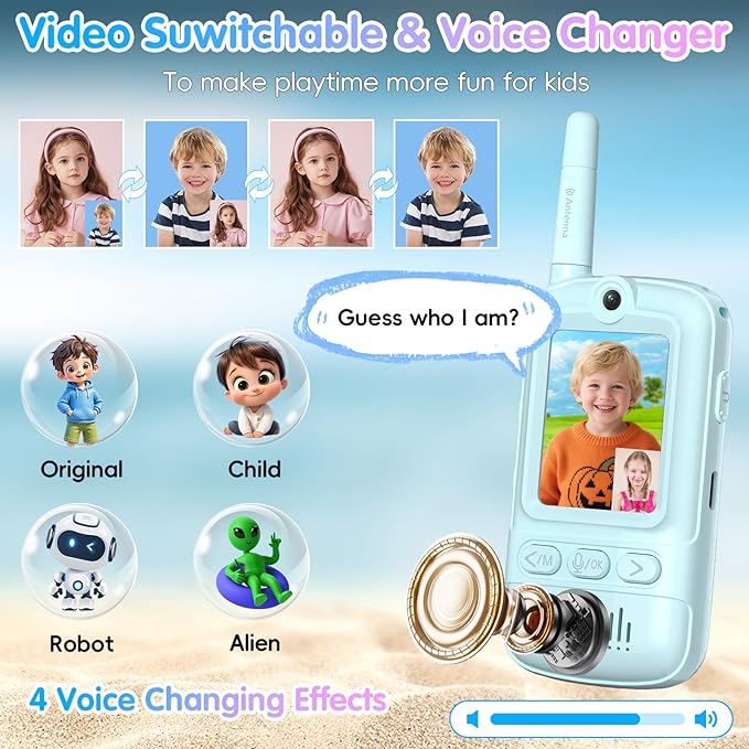 Artman Video Walkie Talkies for Kids, 2 Pack Rechargeable Walkie Talkies with Screen, Long Range Two Way Radios Toys for Family Games, Outside, Camping, Birthday for Boys Girls Ages 3-12 (Blue & Pink)