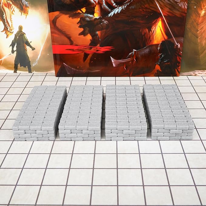 Dungeon Walls 40pcs 28mm Miniature RPG Terrain Modular System DND Terrain Building Accessories for Tabletop RPG Role Playing Scenes, Gift of Christmas Halloween for DM (Expansion Pack 1)