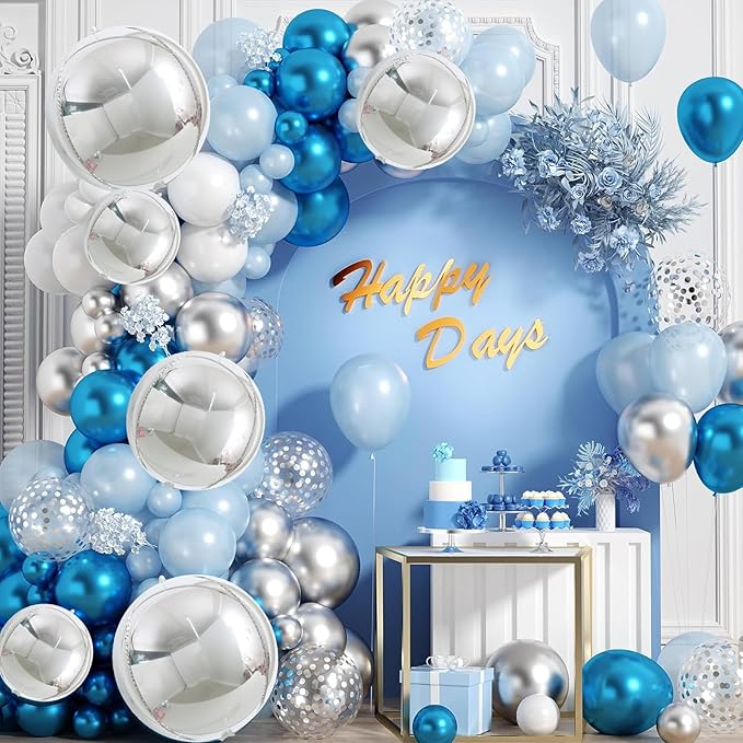 TONIFUL 8Pcs Large Silver 4D Giant Round Foil Balloon 22inch Big Mirror Metallic Mylar Sephere Balloons for Christmas New Year Birthday Party Graduation Wedding Bridal Shower Decoration Supplies