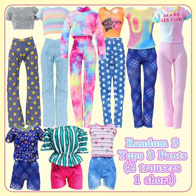 40Pcs Doll Clothes and Accessories Including 2 Fashion Evening & 2 Casual Dresses, 1 Sequins & 3 Slip Dresses, 2 Swimwear, 10 Pairs of Shoes, 5 Hangers, 12 Accessories for 11.5 inch Girl Doll