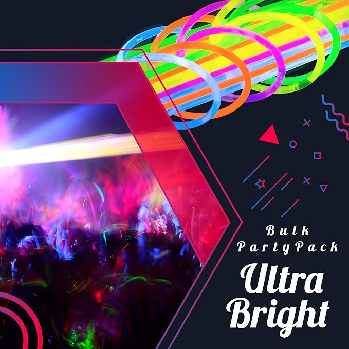 210 PCS Colorful Glow Sticks Party Pack - 100 8' Glow Sticks, 100 Connectors, Fun Accessories - Party Supplies - Glow The Dark Glowing Sticks Fun Party Pack with 8" Glowsticks, Connectors For Weddings