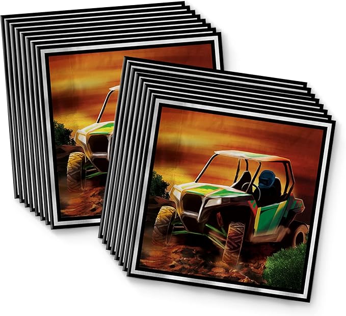 ATV Birthday Party Supplies Set - 4 Wheeler Birthday Party - Offroad Party Supplies - Racing Birthday Party Supplies | ATV Tableware Set Includes Plates, Napkins and Cups | Kit for 16