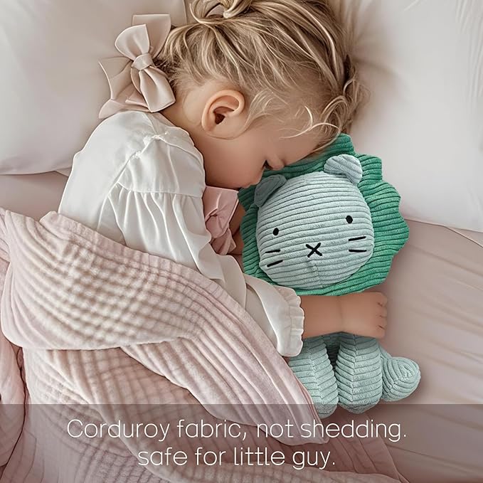 Lion Plush Corduroy (Green) 11" Stuffed Animal for Baby, Toddler, Kids, Adults - Lion Corduroy Toy-Adorable Toy Made from Kid-Friendly, Quality Material