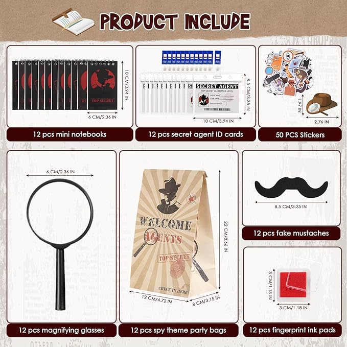 Vanblue 134Pcs Detective Party Favors Spy Kit Escape Room Birthday Party Decorations Supplies Magnifying Glass Gift for Kids Treat Bags Stuffers Pinata Filler Classroom Prizes