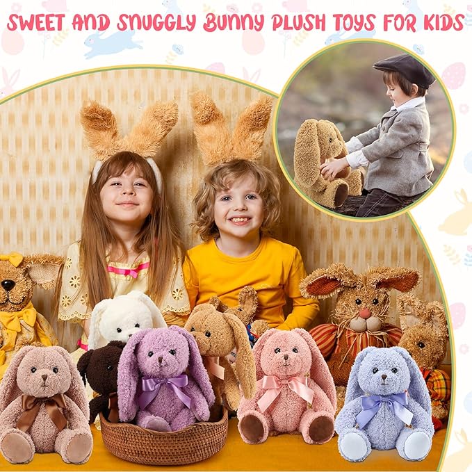 Civaner 7 Pcs Stuffed Animals Bulk 12.5 Inch Cute Soft Animal Plush Toys for Kids Birthday Gifts Baby Shower Party Decorations(Bright Color,Bunny)