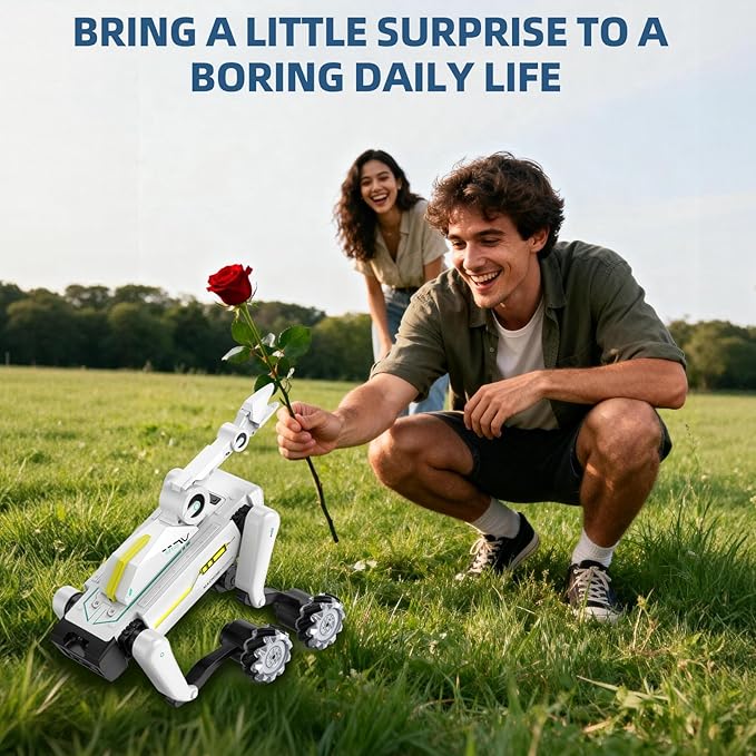 3 in 1 Robot Dog with Wheels Kit, 30+ Bionic Actions, Voice & Remote Control, Programmable Moves, All-Terrain Stunt Pet, Ideal Gift for Kids Aged 6+(Removable Claw & Cannon)