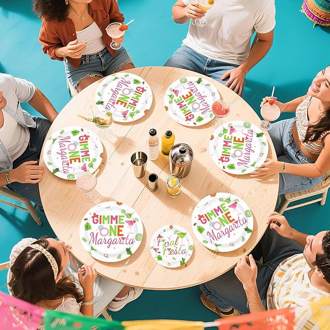 96Pcs Final Fiesta Party Supplies Gimme One Margarita Paper Plates and Napkins Mexican Fiesta Mamacita Needs a Margarita Tableware Sets for Mexican Bachelorette Bridal Party Supplies Serves 24
