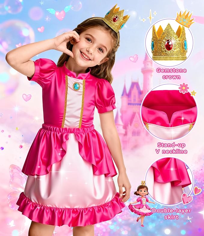 Princess Dress Up Clothes, Princess Dress Up Costume for Toddler Girls, Little Girls Princess Toys, Kids Dress Up & Pretend Play Sets Christmas Birthday Gifts for Kids Grandkids 3 4 5 6 Years