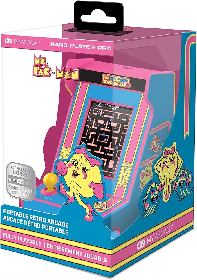 My Arcade Ms. Pac-Man Nano Player - 4.8" Mini Arcade, 2.4" Screen, Arcade Classics, Retro Consoles