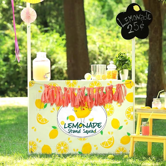 45" x 31" Lemonade Tablecloth for Lemonade Stand Supplies Lemon Table Cover for Kids Lemon Party Supplies Summer Beach Picnic Birthday Party Decorations(Yellow)