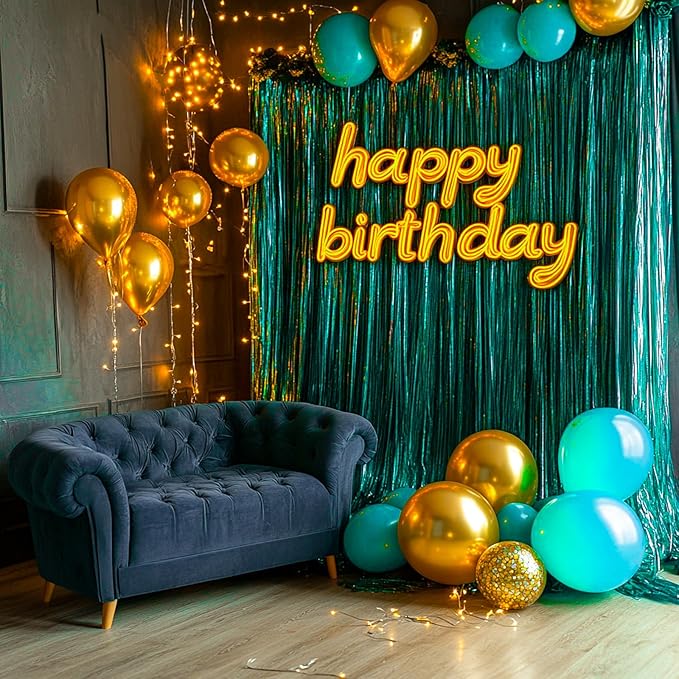 PartyWoo Teal Streamers Backdrop 3pcs Turquoise Foil Fringe Streamer Curtain 8.2FT Tinsel Backdrop for Birthday Gender Reveal Baby Shower Graduation Pool Mermaid Under The Sea Party Decorations