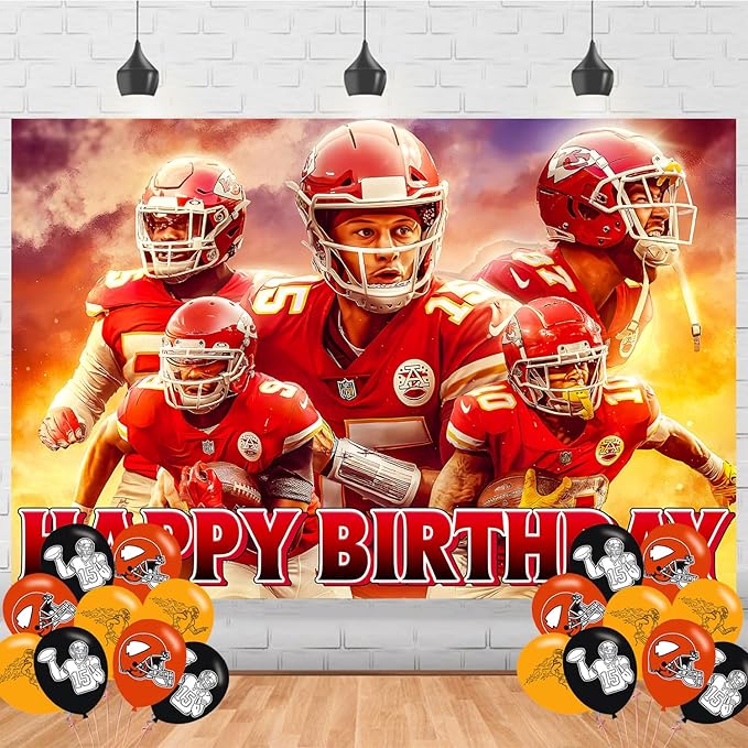 Kansas City Birthday Party Supplies Backdrop 5x3 Football Star Happy Birthday Background Photography Chiefs Team Party Decorations Banner Photo Booth Props