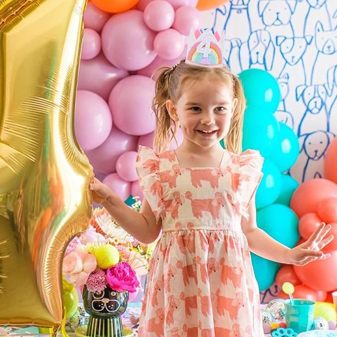 Birthday Rainbow Girl Crown, Birthday Hat for Event Party Supplies,Photo Props