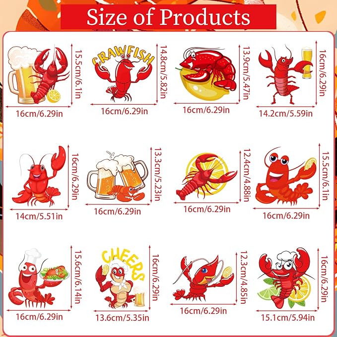 Gameza Crawfish Boil Party Decorations, 12PCS Crawfish Honeycomb Centerpieces Table Birthday Decoration, Crayfish Crab Seafood Shrimp Theme Bday Decor Supplies for Baby Shower