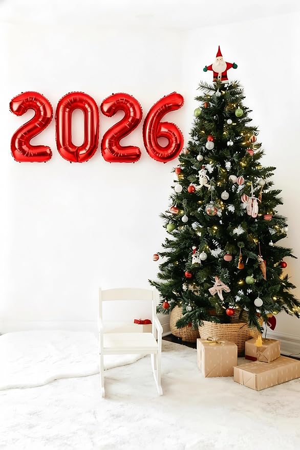 2026 Balloon Numbers Red 40 Inch, Large Foil Number Balloons 2026, Red Balloons for Happy New Year 2026 Graduation Party Supplies