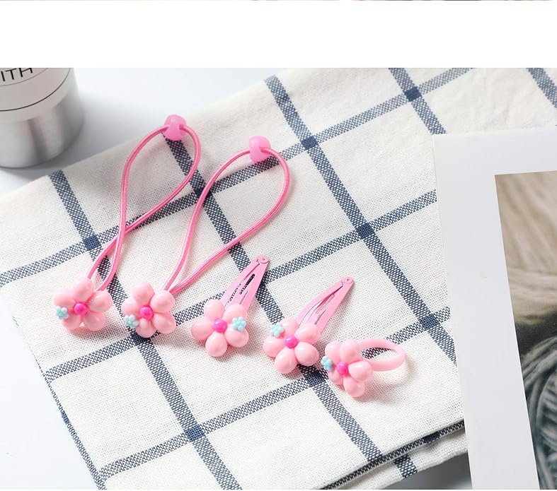 Hifot Kids Jewelry Little Girls Plush Handbag Necklace Bracelet Earrings Ring Hair Clips Set, Princess Costume Jewelry Party Favors Gift for Dress up Pretend Play (3-8 Years)