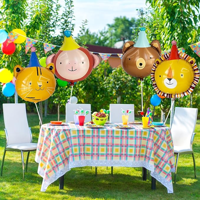 Animal Head Foil Balloon Kit, Lion Bear Monkey Cat foil balloon, Birthday Party Decorations, Baby Shower Supplies (Lion(2 pieces))