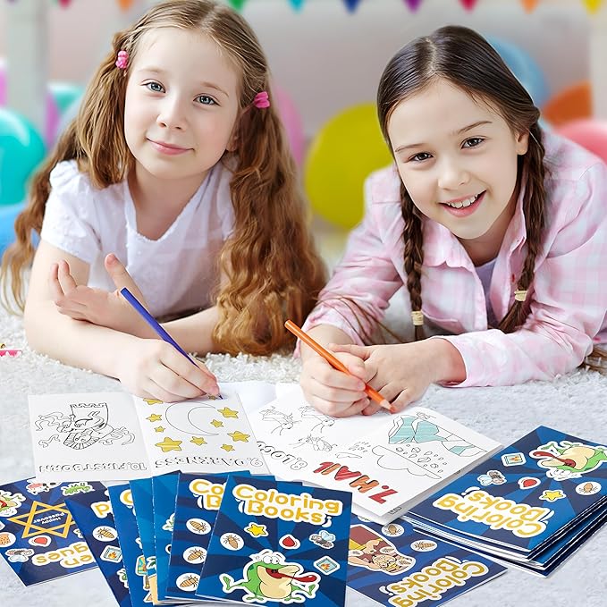 X1zuue 48Pcs Passover Coloring Books for Kids Bulk Ten Plagues Mini Coloring Booklet Pesach Jewish Holiday DIY Educational Art Drawing Book with for Jewish Pesach Seder Party Favors Goodie Bag Filler
