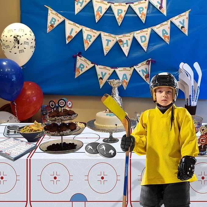 100Pcs Hockey Napkins - 13 x 13 Inches Ice Hockey Napkins, Hockey Party Favor Paper Napkins for Kids Fans Sports Hockey Party Decorations Hockey Party Supplies