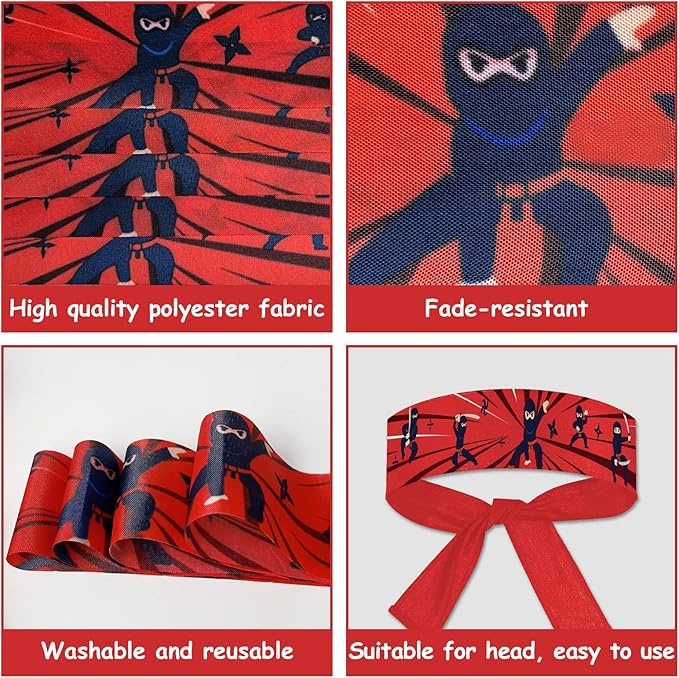 ZOIIWA 24Pcs Karate Headbands Birthday Party Favors Red Karate Themed Headbands Party Decorations for Kids Boys Girls Birthday Party Supplies, Decorations, and Gifts, Adjustable Size