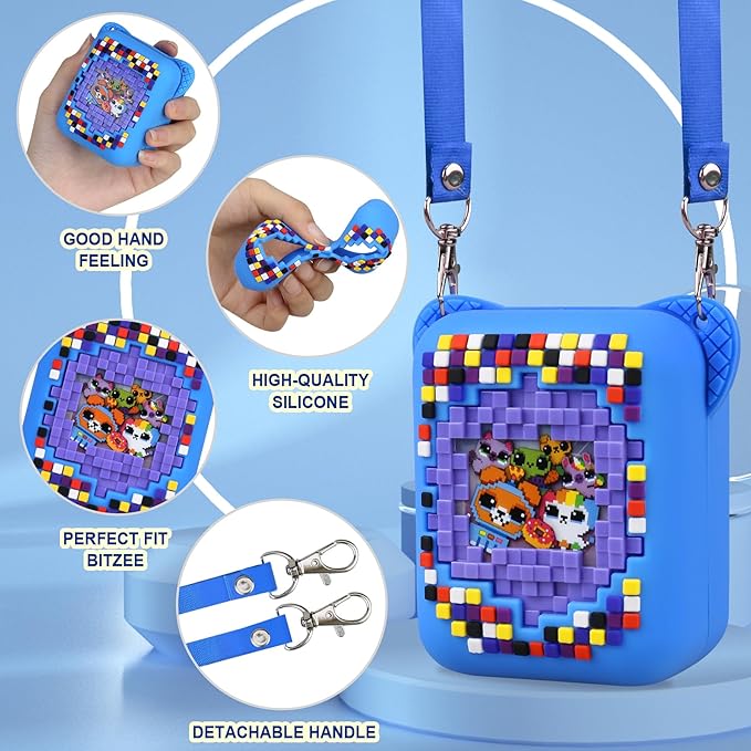 Silicone Cover Case for BITZEE Interactive Toy Digital Pet with 15 Animals Inside, Soft Silicone Protective Bag, Protective Skin Sleeve for Bitzee Virtual Electronic Pets Accessories, Blue