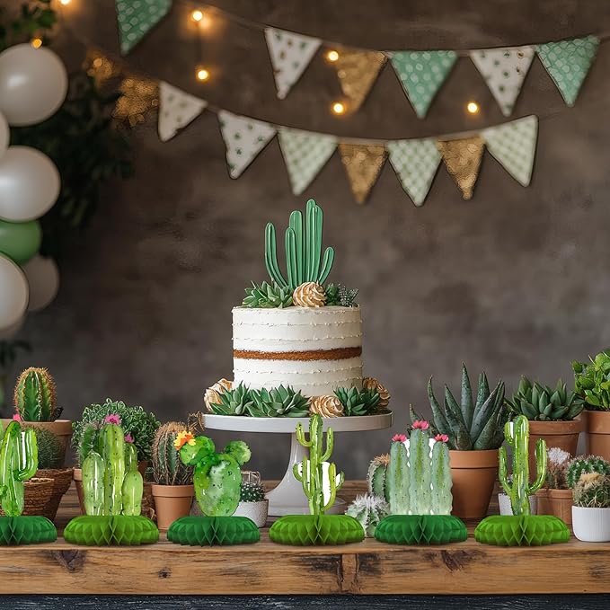 12 Pack Cactus Table Decorations - Cactus Party Decorations for Kids' Birthday and Baby Shower - Cactus Table Toppers