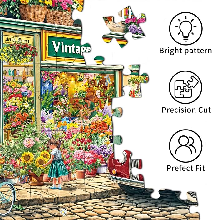 1000 Piece Puzzles for Adults, Landscape Puzzle, Flower Shop Jigsaw Puzzle 1000 Pieces for Adults Seniors, Fun Decor Challenging Family Games Holiday Party Gifts -1:1 Poster