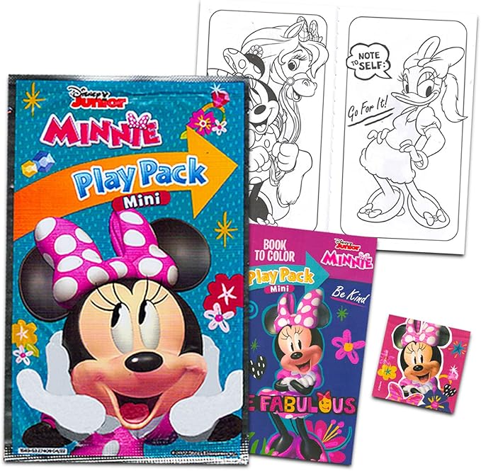 Disney Minnie Mouse Party Favors Birthday Set - Bundle with 24 Play Packs | Mini Coloring Books, Stickers, for Goodie Bags | Minnie Mouse Party Supplies
