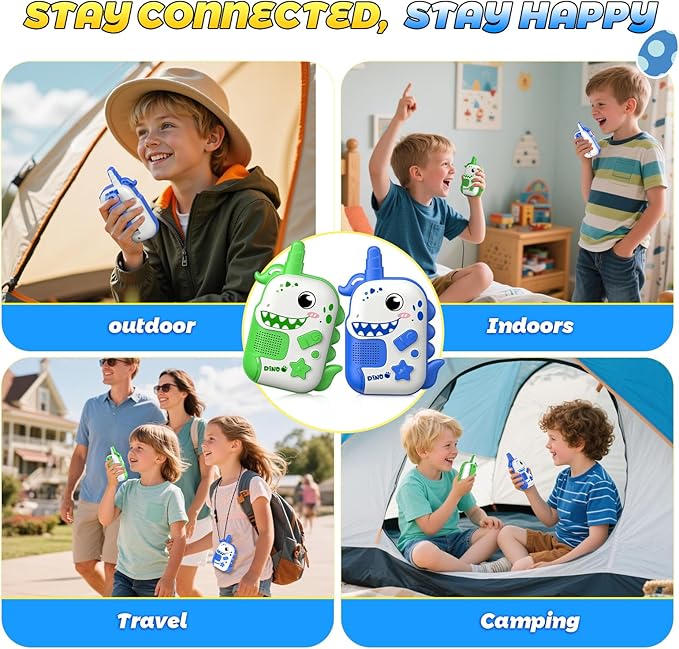 Rechargeable Walkie Talkies Toys for Boys: Dinosaur Toys Walkie Talkies for Kids 2 Pack Easter Birthday Gifts for 3 4 5-7 Year Old Boys Toy Age 4-5 6-8 Years Old 2 Way Radio Basket Stuffers