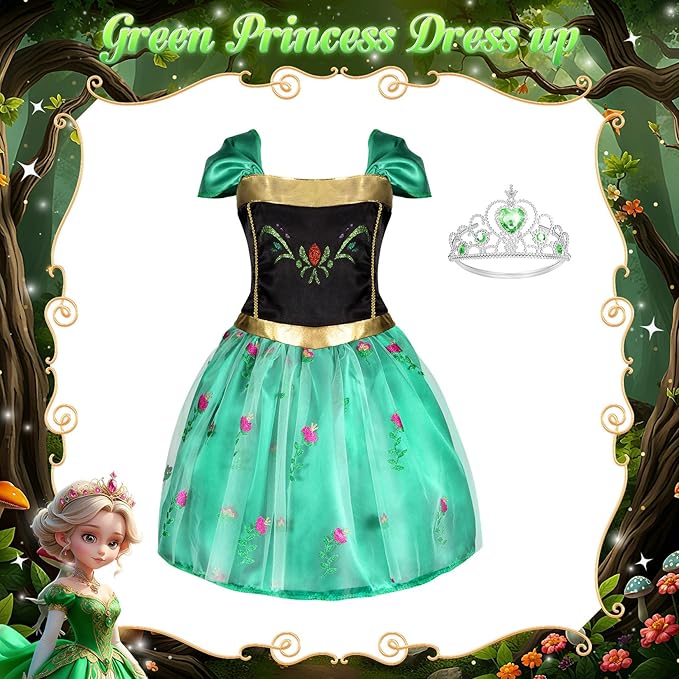 VGOFUN Princess Dress Up Clothes for Little Girls - Princess Dresses for Girls with Princess Toys Dress Up Costume Pretend Play Outfit Toddler Gifts for Christmas Birthday Halloween Aged 3-6