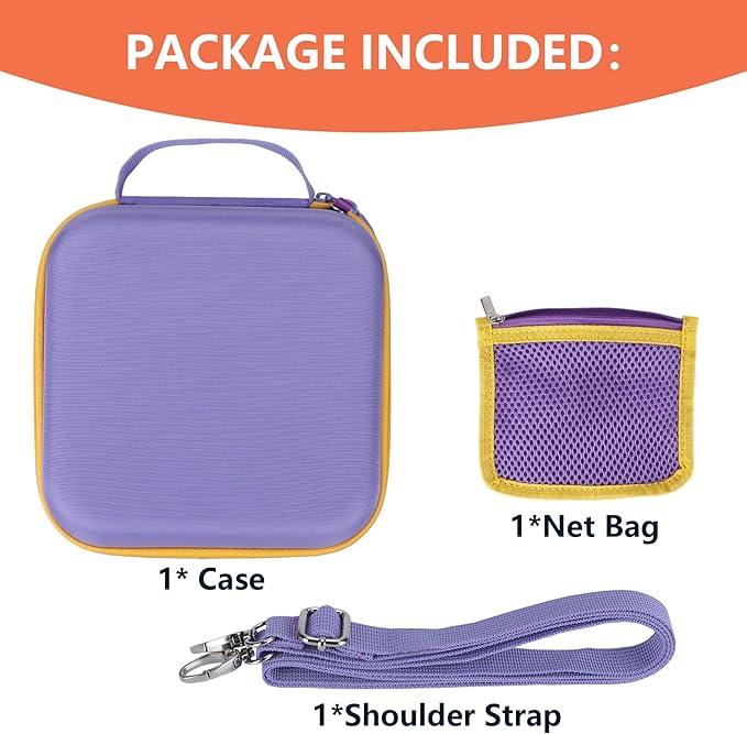 Storage Case Compatible with YOTO Mini + Headphones Kids Audio Player Travel Device Stories Music Podcast Radio Speaker (Purple + Yellow Zipper)