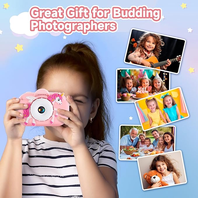 Kids Camera Digital Camera for Age 3-8, 1080P Toddler Camera for Kid with 32GB SD Card, Toddler Girls Toys Age 6-9, Christmas Birthday Gifts for Children, Peach Pink