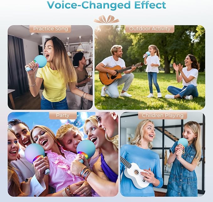 Wireless Bluetooth Karaoke Microphone for Kids, Portable Handheld Karaoke Mic Speaker Toys with LED Light, Best Christmas Birthday Festival Party Gift for 3 4 5 6 7 8 9+ Year Old Girls Boys (Blue)