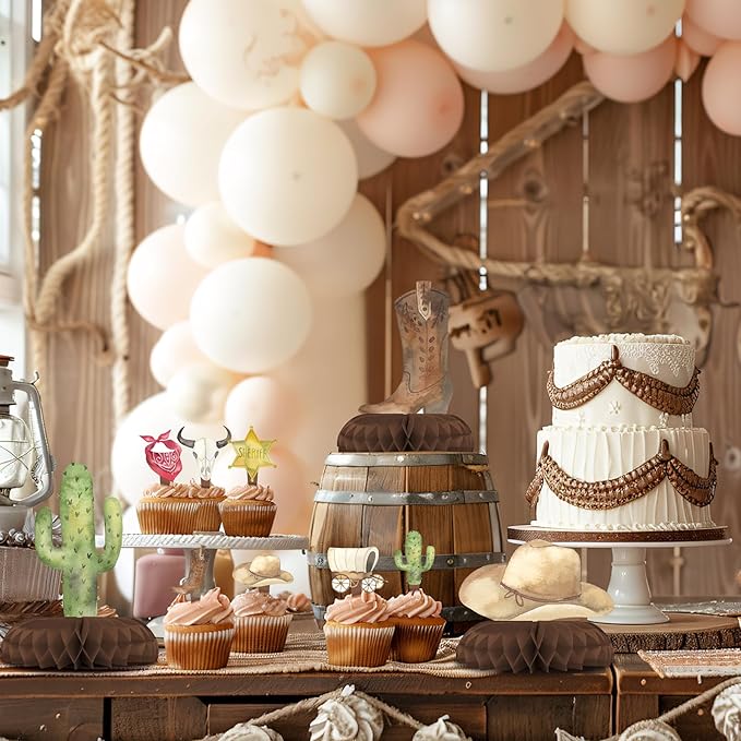 12 Pack Cowboy Table Decorations - Cowboy Party Decorations for Kids' Birthday and Themed Events - Cowboy Table Toppers