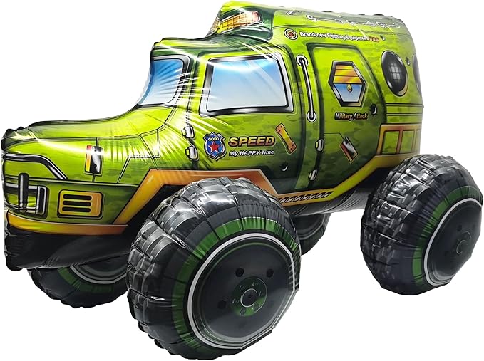 Self Standing 4D Army Military Vehicle Foil Balloon Large Camo Birthday Armed Forces Truck Balloon For Boys Military Vehicle Theme Birthday Party Decorations
