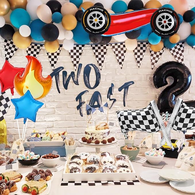 8 Pcs Racing Themed Balloons Hot Car Wheel Birthday Party Balloons for Kids Two Fast Birthday Party Decorations Baby Shower Party Supplies, A/8pcs