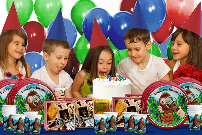 Birthday Galore Bigfoot Themed Party Supplies for Kids and Adults - Fun Celebration Set with Plates, Napkins, Cups, Tableware, Quick Setup, Colorful Decorations for Every Birthday Events - Kit for 16