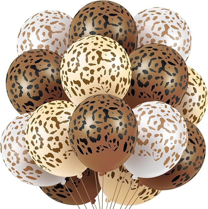 Gejoy 36 Pcs Cheetah Balloons Leopard Print Balloons 12 Inch Spots Latex Leopard Jungle Animal Decorations for Cheetah Zoo Theme Birthday Party Supplies (Brown)