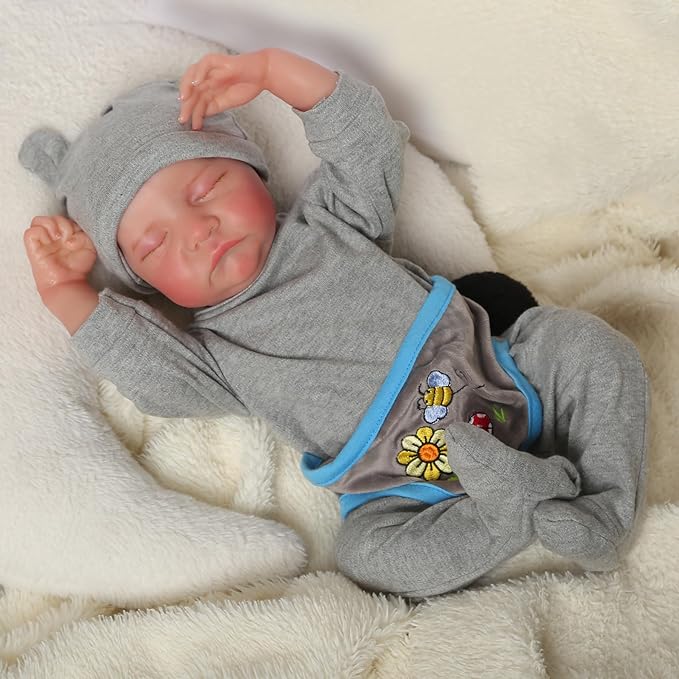 Realistic Reborn Baby Dolls Boy 17-Inch Realistic Baby Doll Soft Vinyl Lifelike Babe Newborn Babe Dolls Accessories for 3+ Years Old (Blue)