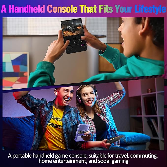Retro Handheld Game Console, DC35V Retro Gaming Console 3.5’’IPS Screen Open Source Linux System Built-in 20000+Classic Games, 20+Emulators, Portable Video Gaming Console with 4000mAh Battery (Black)