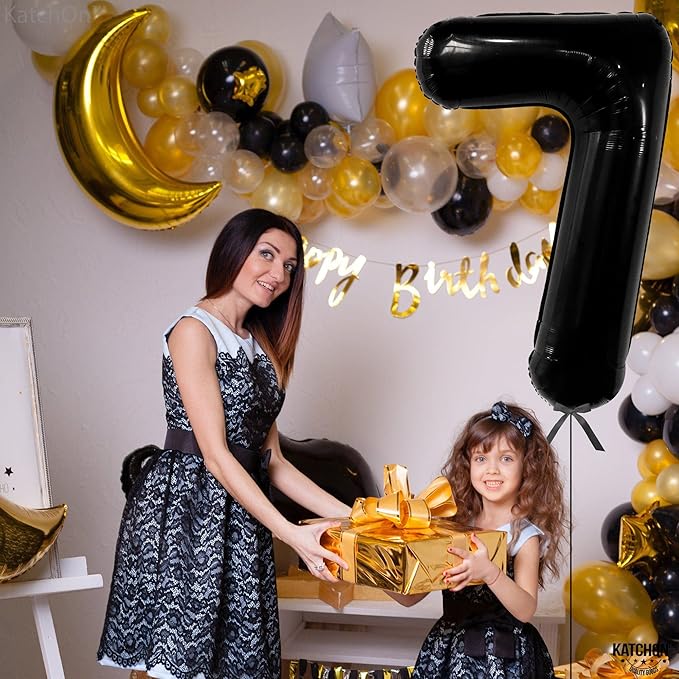 KatchOn, Black 40 Inch Giant Number 7 Balloon - Birthday Decorations for 7 Year Old Boys & Girls