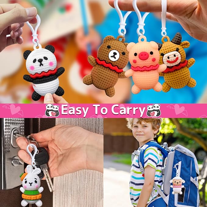 28 Pack Animal Keychains, 7 Styles Keychain Toys for Kids Teens Adults School Classroom Exchange Gift, Party Favors Supplies,Classroom Prizes Birthday Gifts,Easter Party Favors,Easter Basket Stuffers
