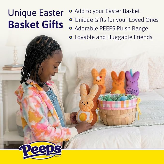 Animal Adventure | 9" Easter Brunch Jam Shaggy Bunny Peeps Plush | Easter Basket Stuffed Animals for Kids | Marshmallow Candy | Huggable Soft Plushie Stuffers Toy | Collectable Gifts | Aged 3+