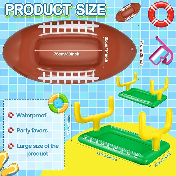 Leitee 2 Pcs Inflatable Football Drink Cooler Football Party Decoration Inflatable Field Cooler Ice Serving Bar Food Container for Summer Sport Birthday Party Favor Supplies(Green, Brown)