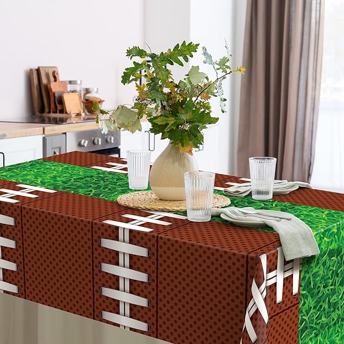 Oudain 6 Pcs Football Party Tablecloth 108 x 54 Inches Rectangle Rugby Table Cloth Disposable Plastic Sport Themed Table Covers for Football Rugby Day Birthday Party Supplies Favors (Chestnut)