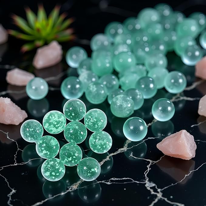 10Pcs Glass Marbles Glow in The Dark Multi-Color Luminous Marbles Marble Games and DIY Home Decoration Marble Runs Learning and Education (0.47 inch) (Green)