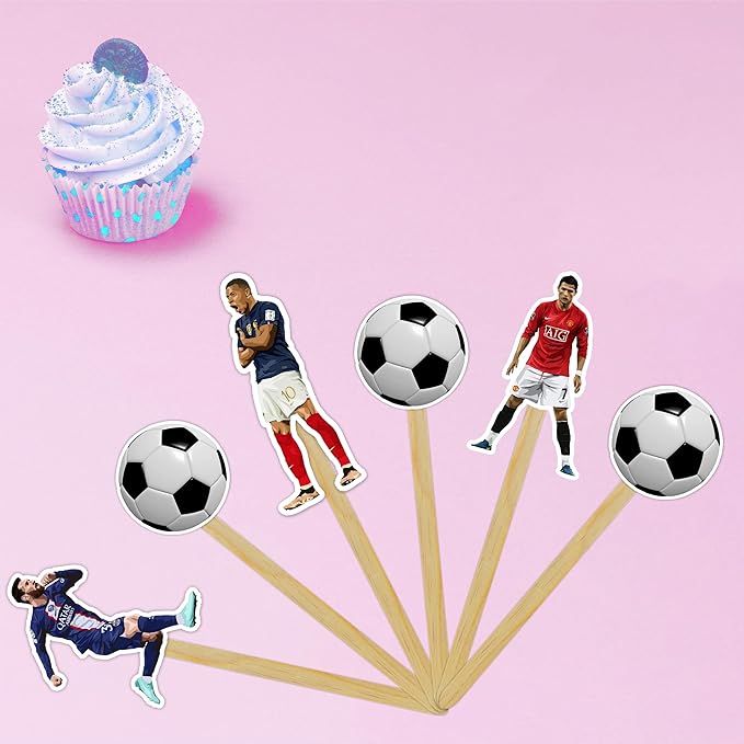 Soccer Football Cupcake Topper – Sports Theme Cupcake Topper for Birthday Celebrations and Match Day Parties, Football Inspired Decorative Cake Topper for Dessert Tables, Team Events.