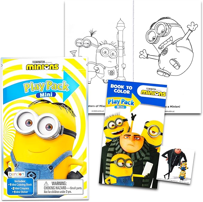 Despicable Me Mini Party Favors Set for Kids - Bundle with 24 Minons Mini Grab n Go Play Packs with Coloring Pages, Stickers and More | Despicable Me Birthday Party Supplies