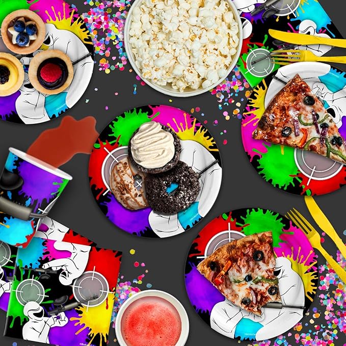 Paintball Birthday Party Supplies Set Plates Napkins Cups Tableware Kit for 16